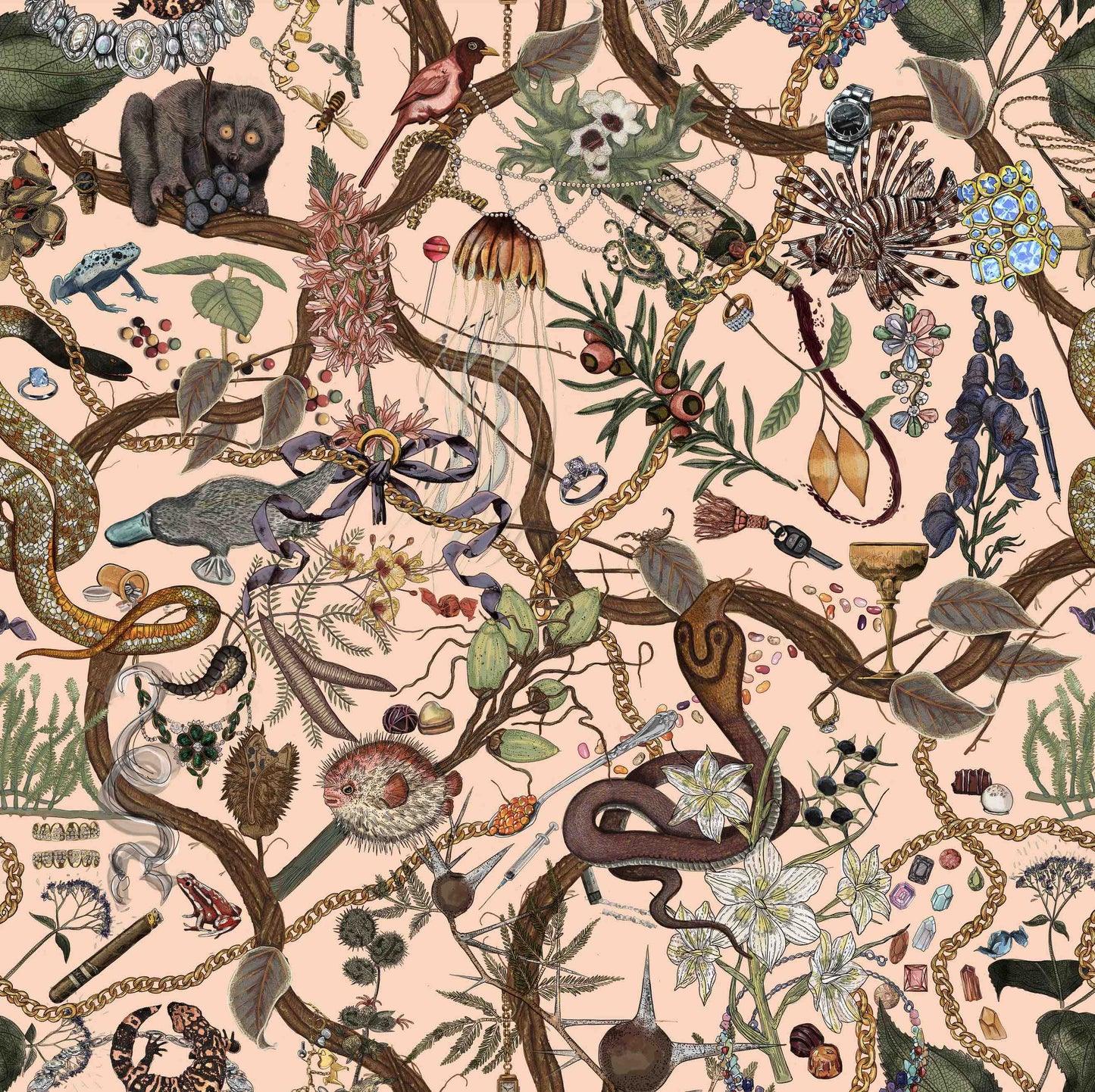 Glamour Life Wallpaper by XAWD is wild pattern that highlights glamorous and deadly indulgences- which are the same thing!