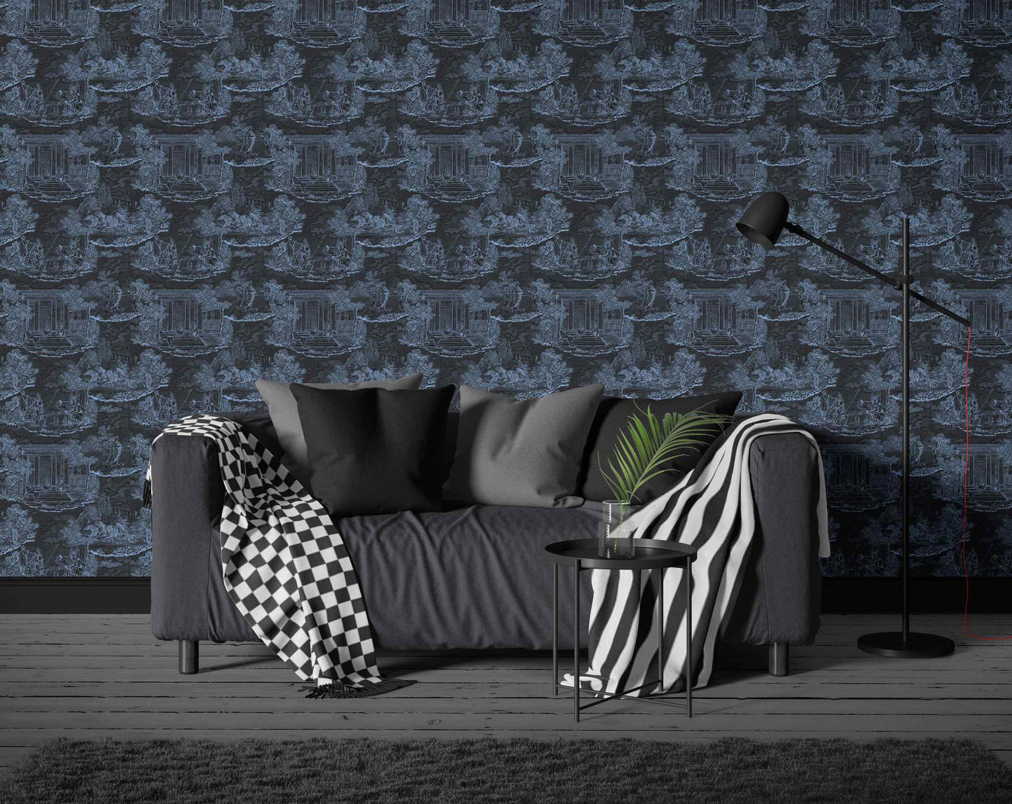 Thug Life Wallpaper by XAWD is a playful traditional toile pattern that shows some modern crimes happening in ancient times.