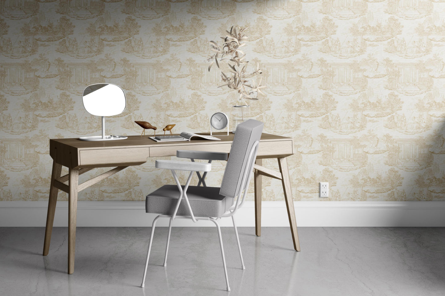 Thug Life Wallpaper by XAWD is a playful traditional toile pattern that shows some modern crimes happening in ancient times.