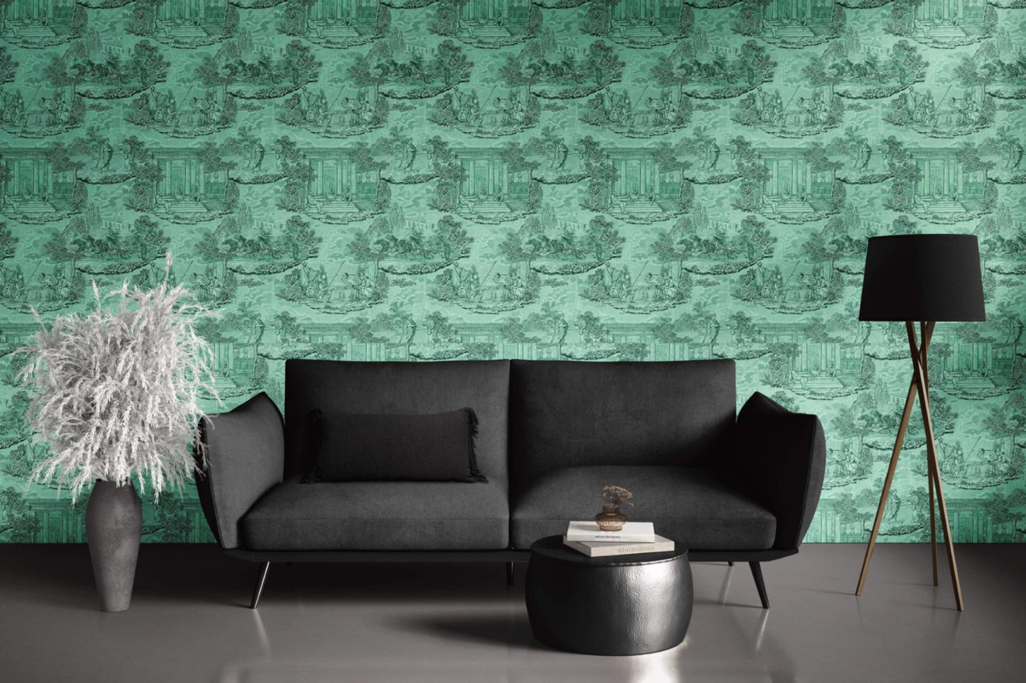 Thug Life Wallpaper by XAWD is a playful traditional toile pattern that shows some modern crimes happening in ancient times.