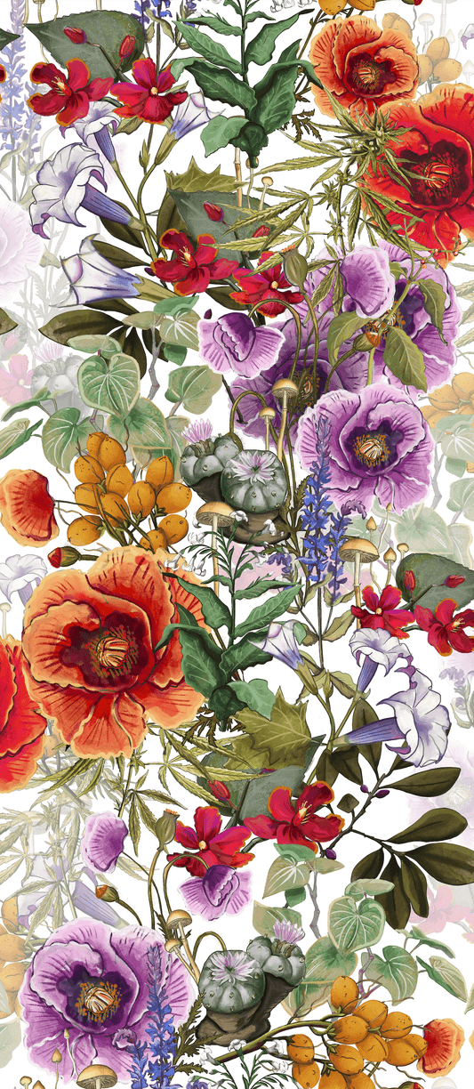 The War On Plants Wallpaper by XAWD is a beautiful floral pattern that only includes plants that might be illegal to grow