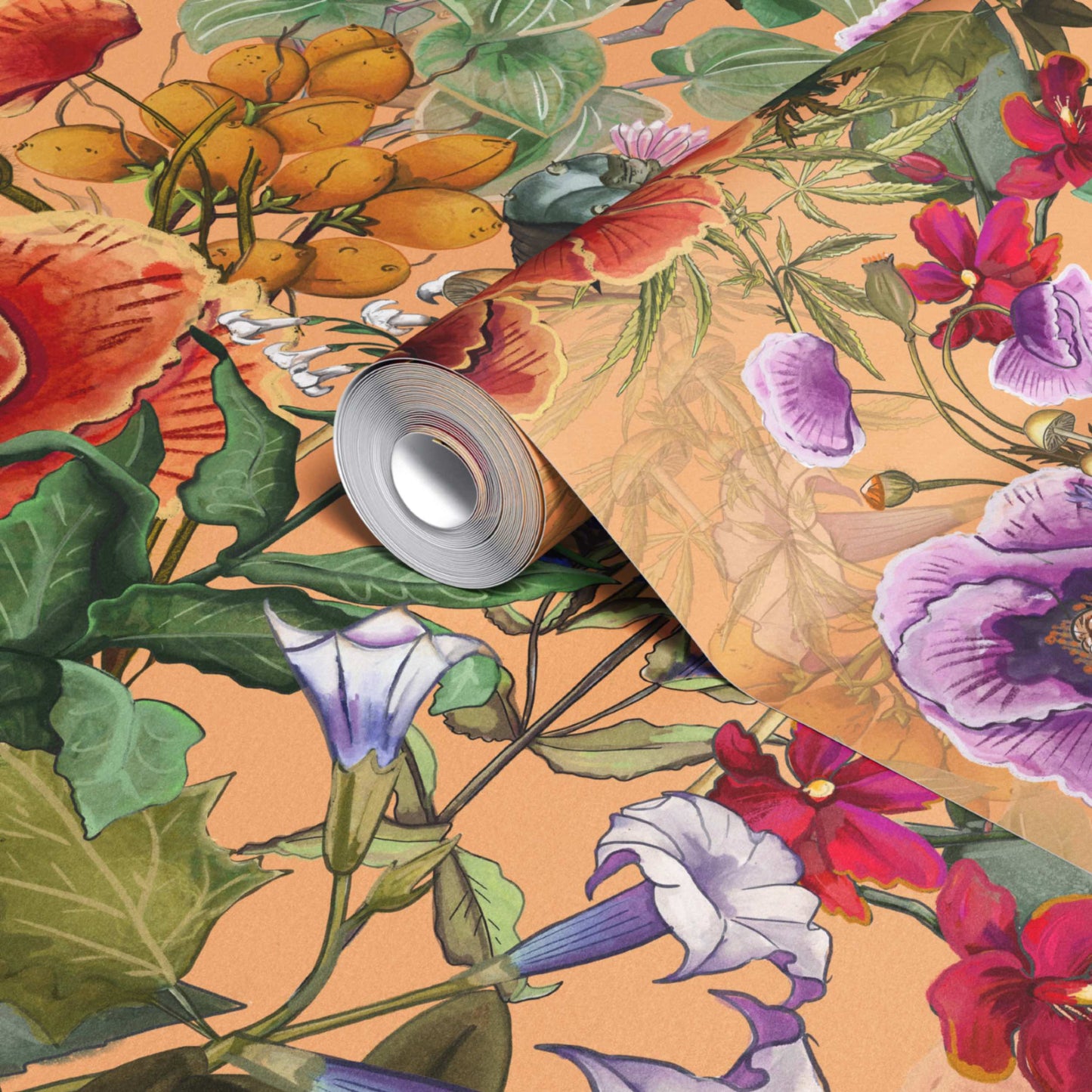 The War On Plants Wallpaper by XAWD is a beautiful floral pattern that only includes plants that might be illegal to grow