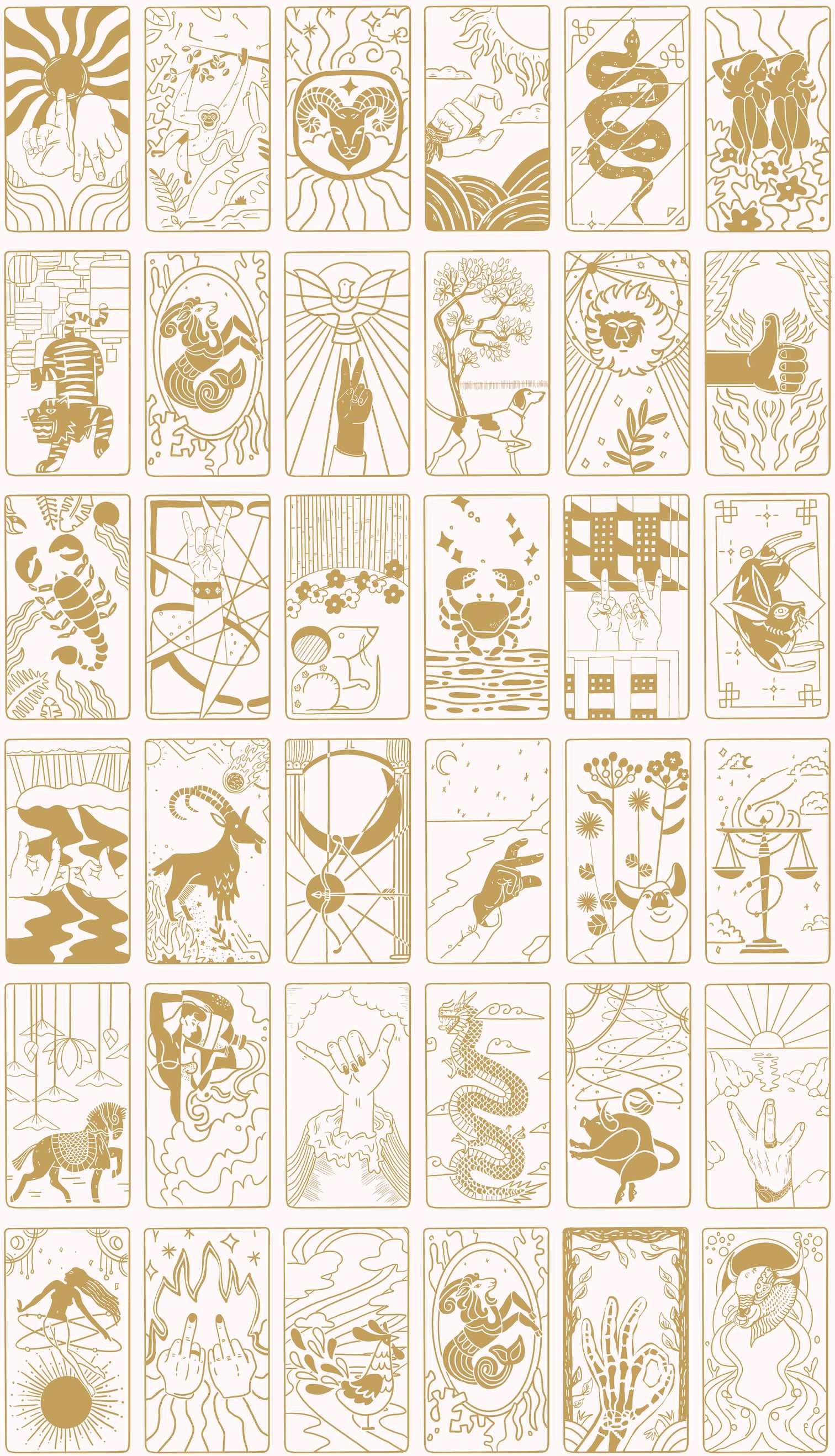 What's Your Sign? Wallpaper by XAWD is a fun take on tarot cards, with some new signs that you probably haven't seen before.