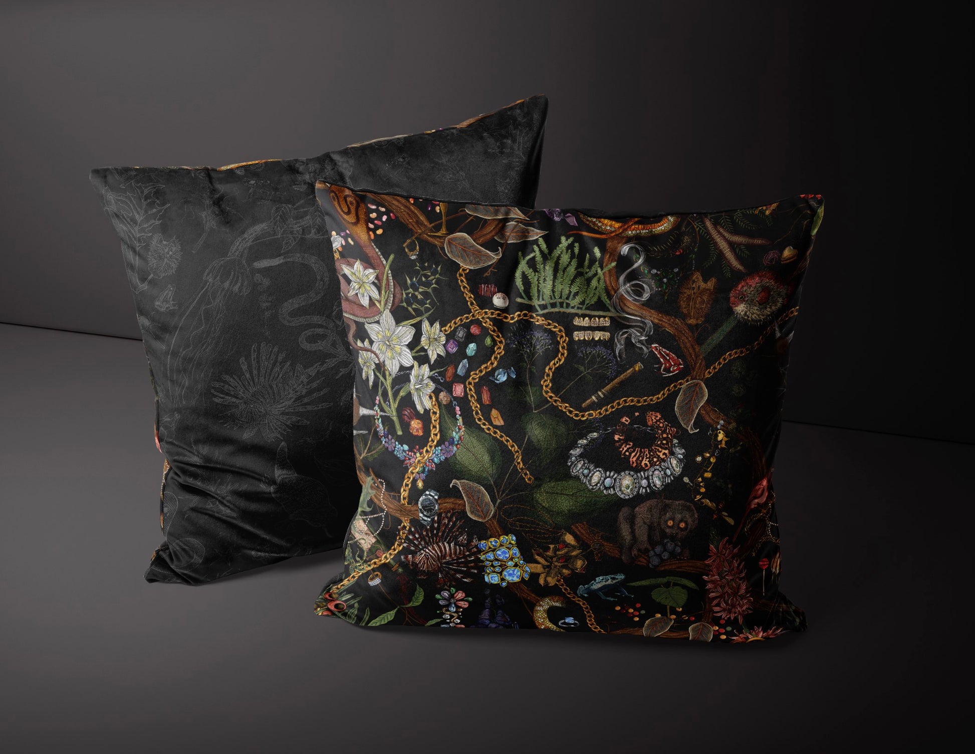 XAWD Original Velvet Pillow Fights Pillow - Glamour Life Black Multi VS Critters Black Black