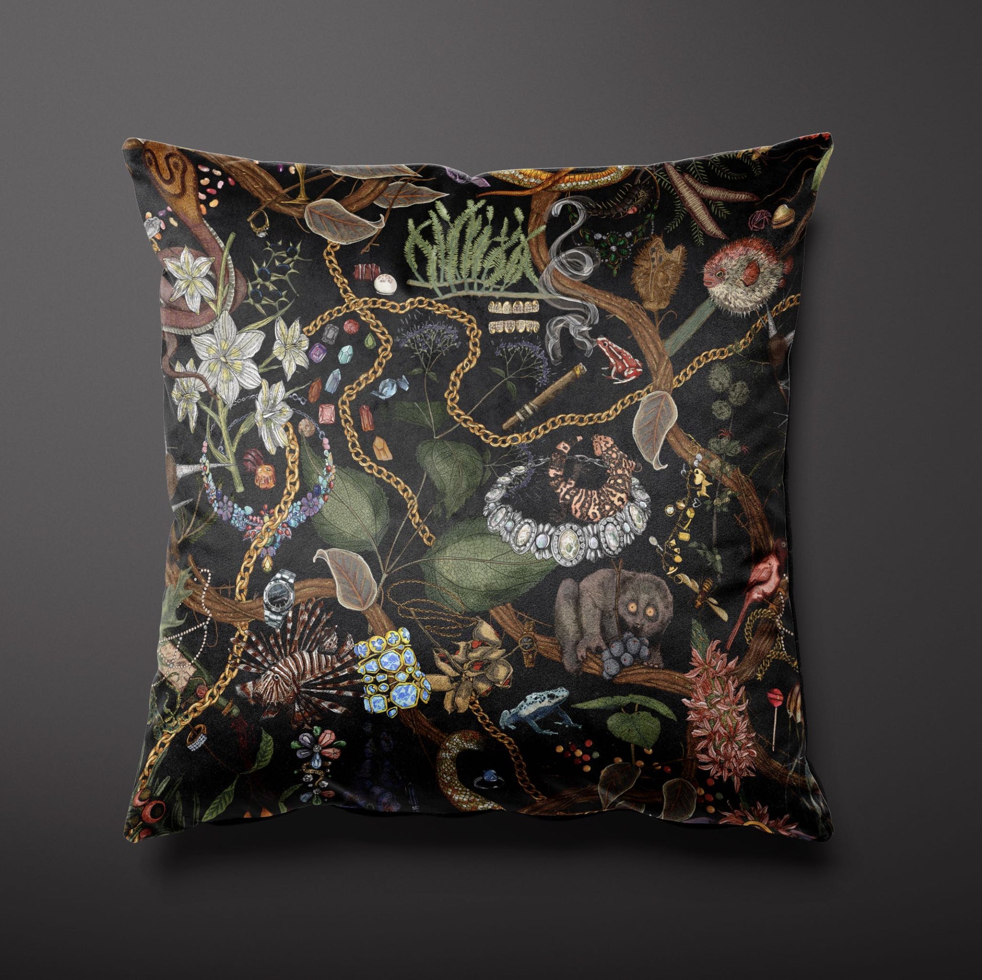 XAWD Original Velvet Pillow Fights Pillow - Glamour Life Black Multi VS Critters Black Black